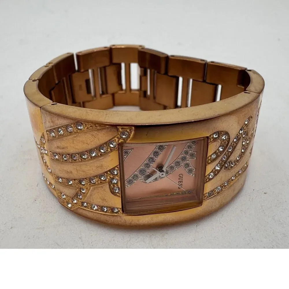Vintage Guess Ladies Analogue Watch Rose Gold Steel Bracelet U15063L1